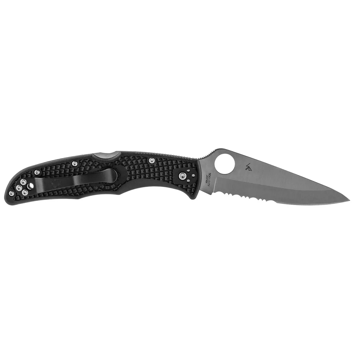 Spyderco C10PSBK Endura 4 Lightweight 3.75" Folding Drop Point Part Serrated VG-10 SS Blade BlackTextured FRN Handle Includes Pocket Clip