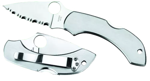 Spyderco C28P Dragonfly 22.31" Folding Clip Point Serrated VG-10 SS Blade Stainless Steel Handle Includes Pocket Clip