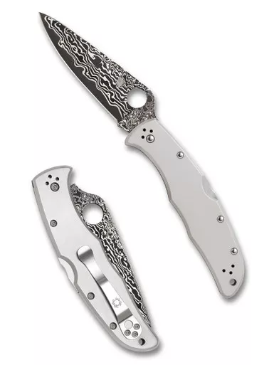 Spyderco Endura 4 Damascus & Titanium Folding Knife - C10TIPD - 3.83" Blade