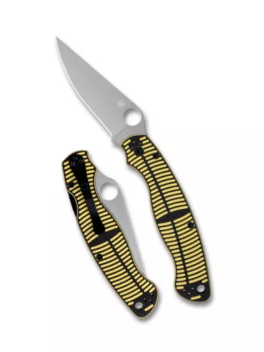 Spyderco Military 2 Salt Compression Lock Folding Knife - 4" CPM-MagnaCut Satin Plain Blade, Yellow/Black G10 Handles - C36GBKYLMCP2