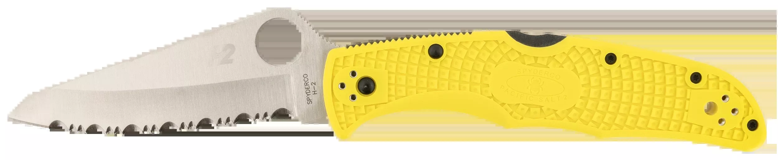 Spyderco Pacific Salt 2 3.78" Serrated H2 Steel Stonewashed Yellow FRN Folding Knife