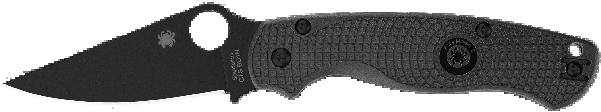 Spyderco Para Military 2 Lightweight 3.47" Clip Point Plain Edge CTS BD1N DLC Black FRN Folding Knife
