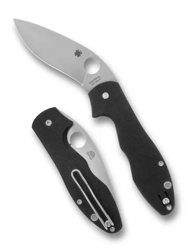 Spyderco Retract Liner Lock Folding Knife - 3.4" 9Cr18MoV Satin Plain Blade, Black G10 Handles, Reversible Wire Clip - C276GP