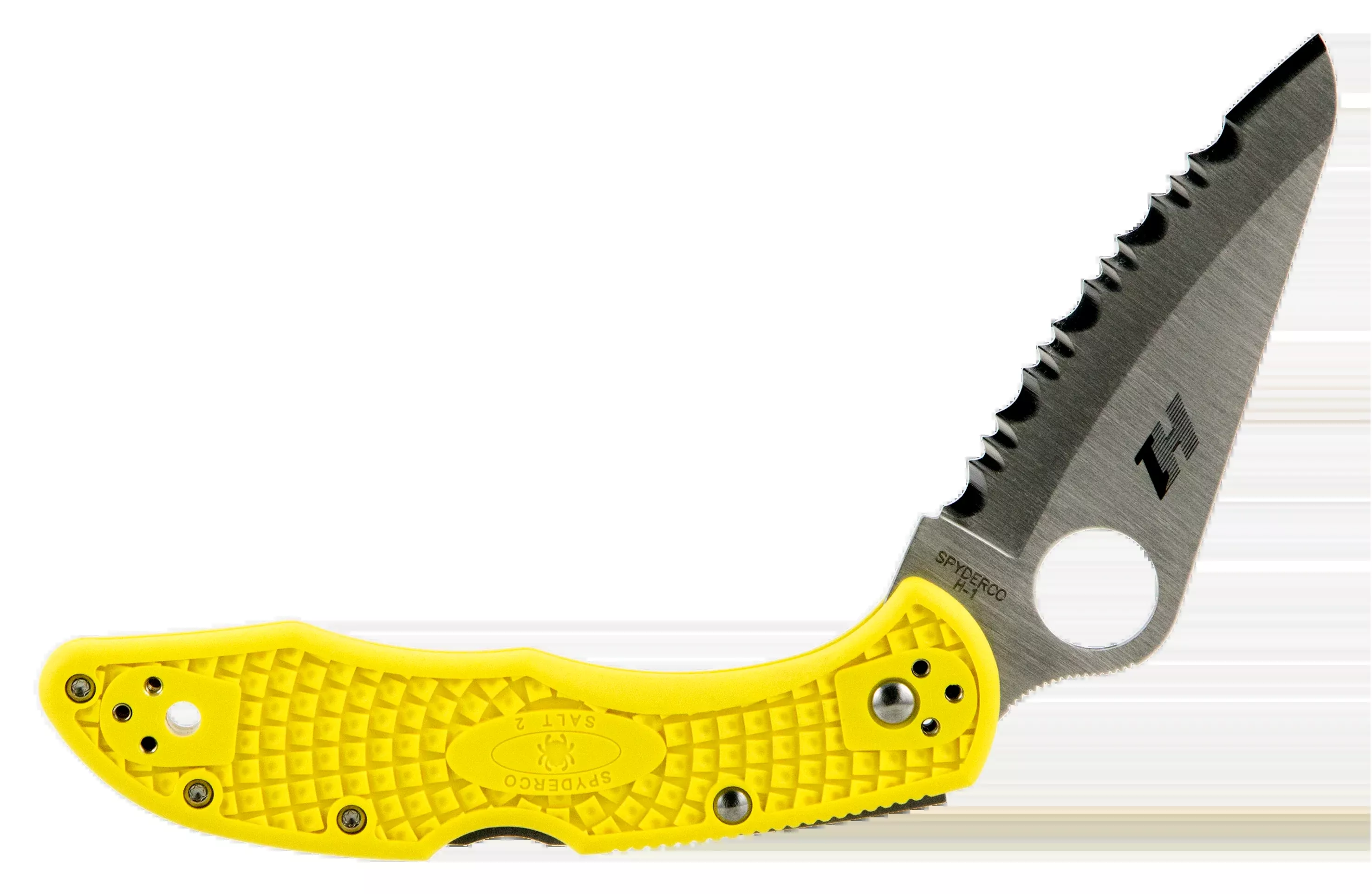Spyderco Salt 2 Lightweight 3" H1 Steel Clip Point Serrated FRN Yellow Folding Knife