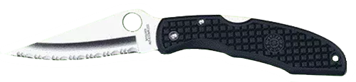 SpydercoEndura3.75" Folding Clip Point Serrated VG-10 SS Blade/BlackTextured FRN Handle Includes Pocket Clip