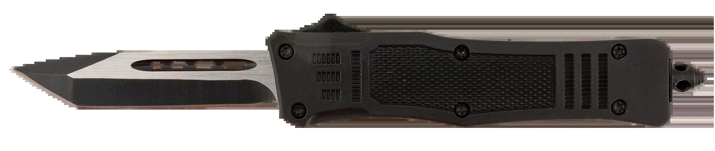 Steel River Knives Spartan Mini 2.75" OTF Tanto Plain Black/Silver 440C SS Blade 4.25" Black Aluminum Zinc Alloy Handle