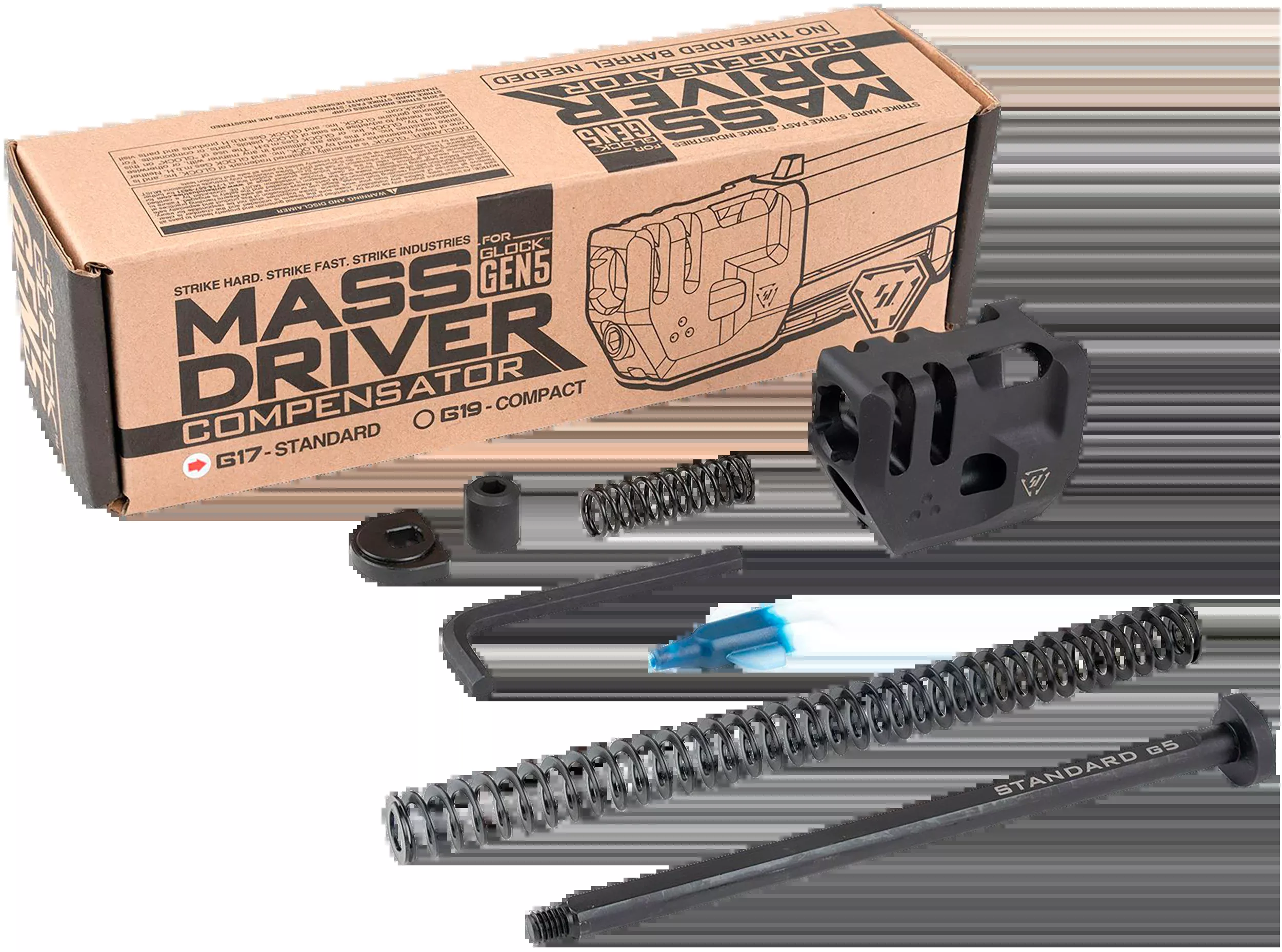 Strike Industries Mass Driver Compensator 9mm Black for Glock 17 Gen 5