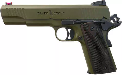 T R Imports 1911 45 ACP 7+1 Overall Green Cerakote, Walnut Grip