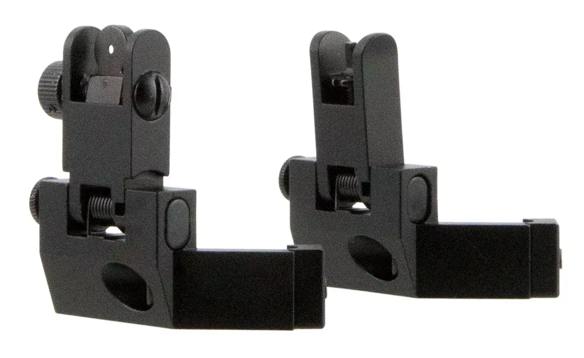 TacFire IS003 45 Degree Flip Up Iron Sight/SpringloadedBlack Anodized Front and Rear for AR-Platform
