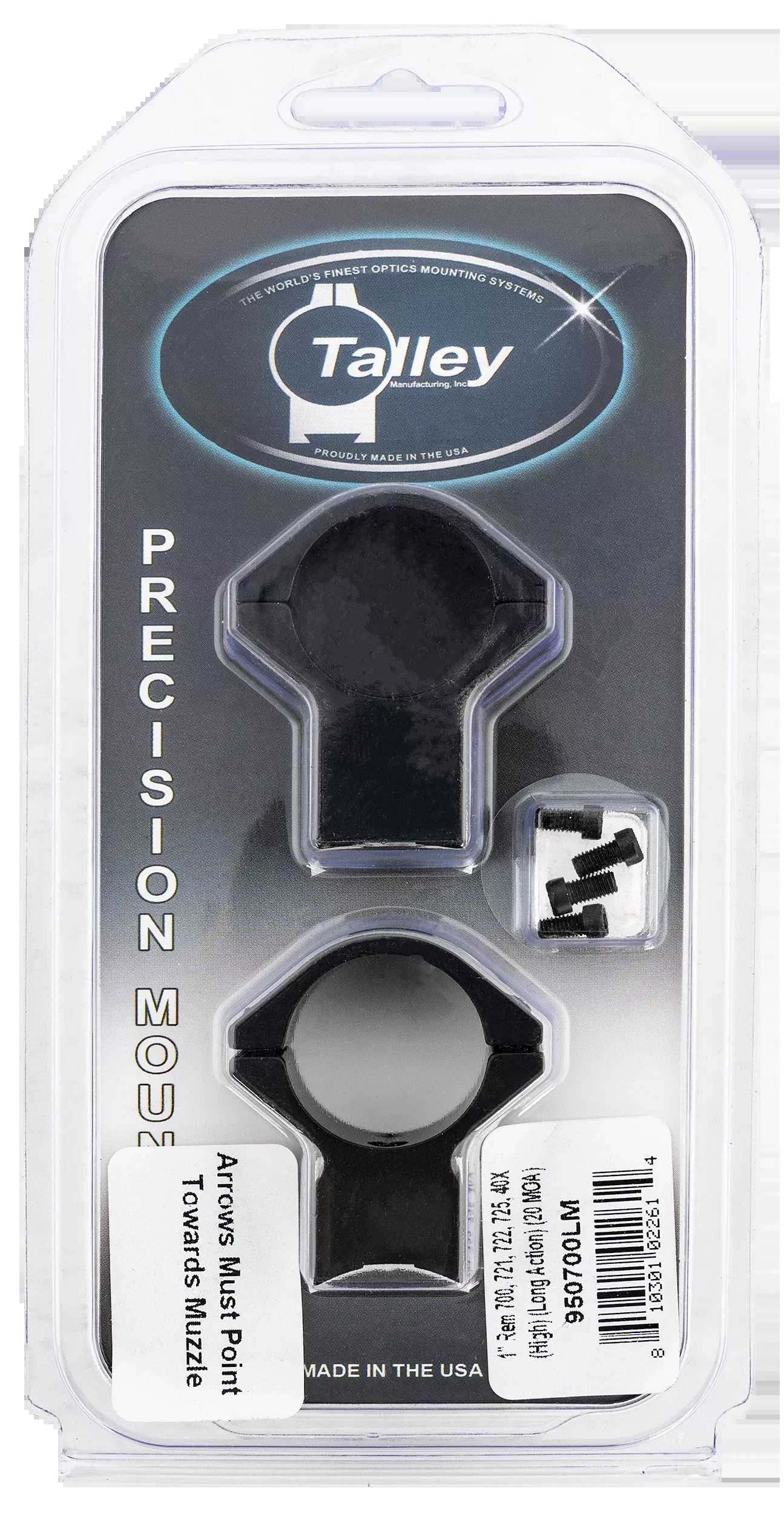 Talley 950700LM Scope Mount/Ring Combo 1" Tube Remington 700/721/722/725/40X High Rings Long Action 20 MOA