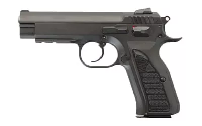 Tanfoglio IFG TF-COMBAT-9 Combat9mm Luger Caliber with 4.40" Barrel, 16+1 Capacity, Overall Black Finish Steel, Picatinny Rail/Beavertail Frame, Serrated Slide & Polymer Grip