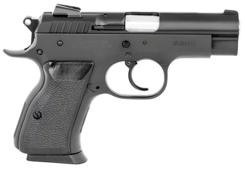 Tanfoglio TFCOMBATC9 CombatCompact Frame 9mm Luger 13+1, 3.62" Stainless Steel Barrel, Black Serrated Steel Slide & Frame w/Beavertail, Black Polymer Grip
