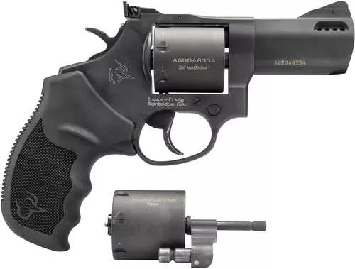 Taurus 692 Medium 38 Special +P/357 Mag/9mm Luger 7 Shot 3" Matte Black Ported Barrel, Cylinder & Frame, Black Ribber Grip, Transfer Bar Safety, Exposed Hammer, 2 Cylinders
