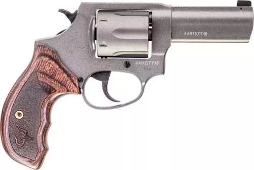 Taurus 856 Defender Revolver 38 Special +P 6 Shot 3" Barrel Tungsten Cerakote Steel Finish Altamont Wood Grip