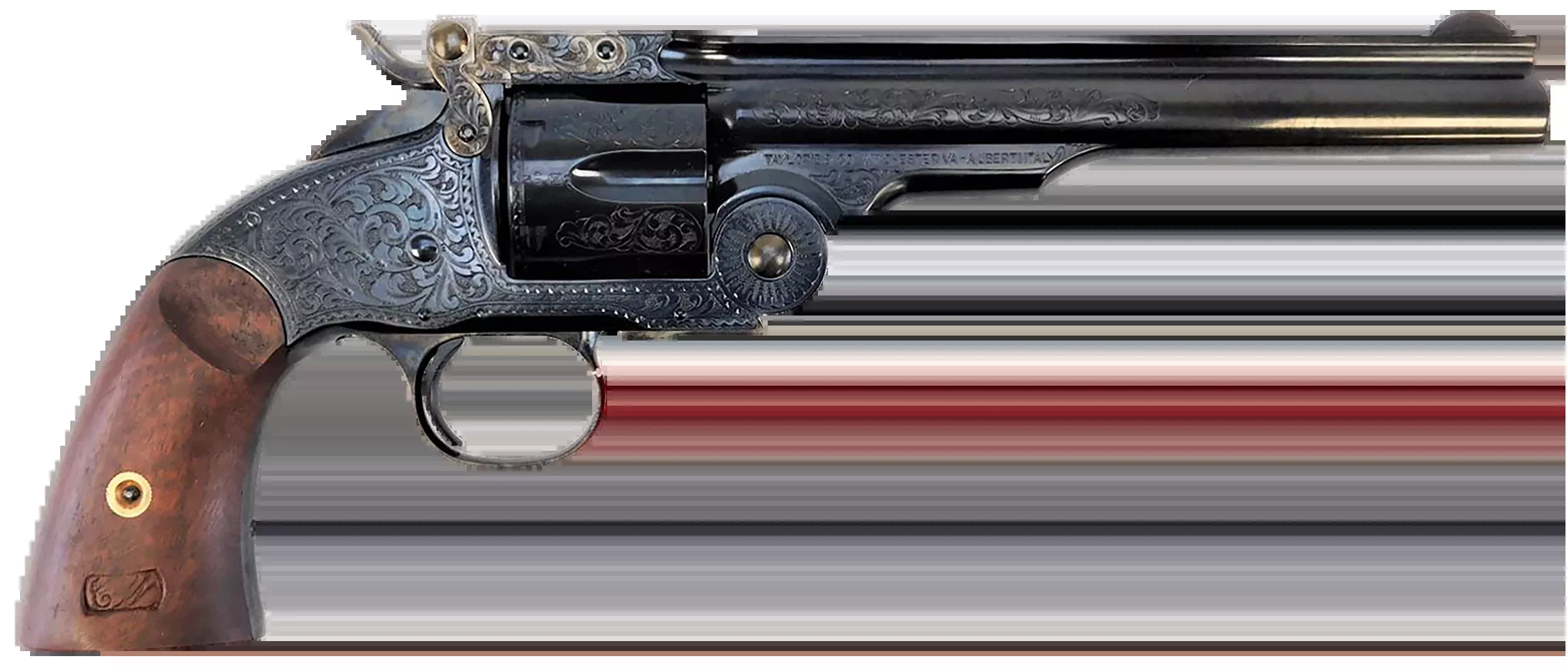 Taylor's & Company Top Break Schofield 45 Colt (LC) 6-Rd 7" Blued Engraved Walnut Grip Revolver