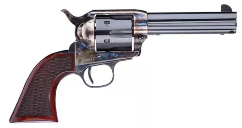 Taylors & Company 556204DE Short Stroke Smoke Wagon357 Mag 6rd 4.75" Blued Cylinder & Barrel Color Case Hardened Steel Frame Checkered Walnut Navy Size Grip (Taylor Tuned)