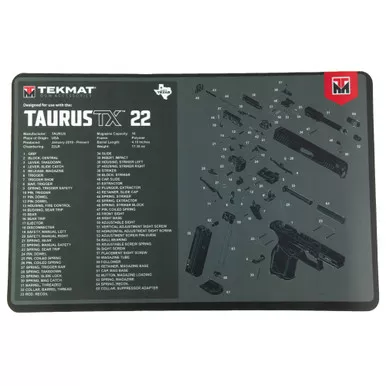 TekMat Taurus TX22 Handgun Cleaning Mat Exploded Schematic - TEK-R17-TAURUS-TX22