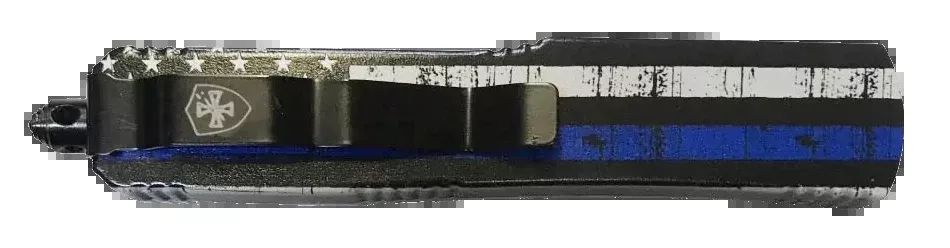 Templar Knife Gen II Back The Blue Slim 3.43" OTF Drop Point Plain 440C Black Oxide Stonewashed Aluminum Handle