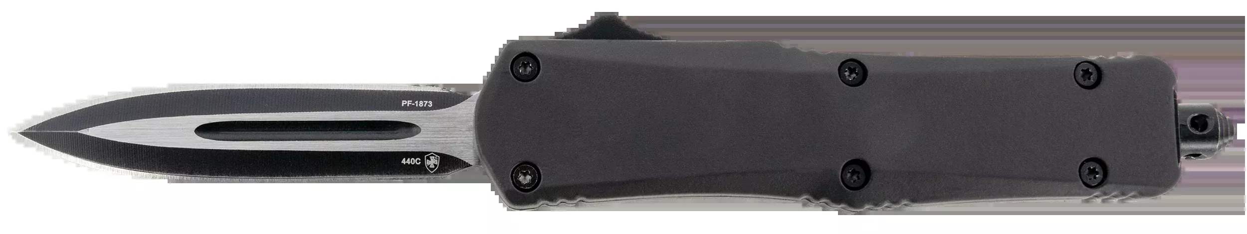 Templar Knife SBR131 Gen II Small 2.69" OTF Dagger Plain 440C Black Oxide Stonewashed SS Blade 4.31" Black Aluminum/Rubber Handle