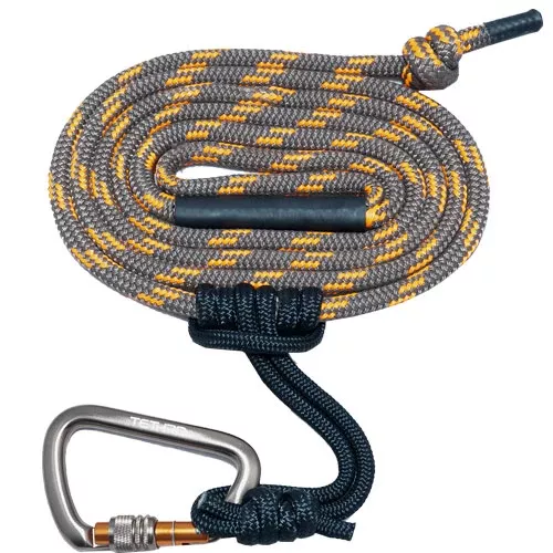 Tethrd 11mm Tree Tether / Lineman Rope 8' w/ Carabiner - Orange