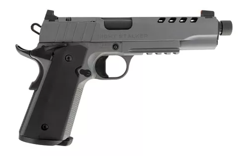 Tisas Arms 10100556 1911 Night Stalker SF 45 ACP 8+1 5.11" Black Threaded Barrel, Gray Cerakote Carbon Steel Lightening Cut/Serrated Slide, Gray Cerakote Carbon Steel Frame w/Beavertail & Picatinny Ra