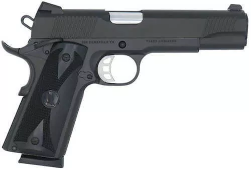Tisas Arms 1911 Carry 45 ACP 8+1 4.25" Black Cerakote Carbon Steel Serrated Slide & Frame w/Beavertail, Black Rubber Grip