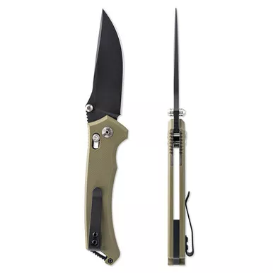 Toor Knives Draper OD Green Folding Knife - 3.5" CPM-Magnacut Black Blade, OD Green G10 Handle, Crossbarlock