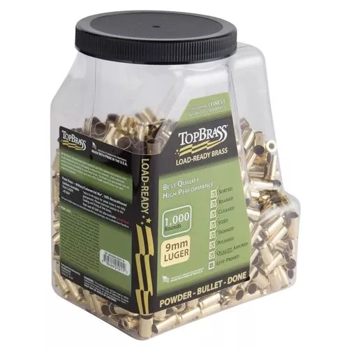 TOP BRASS LLC 6B9MMLUGXY-M-J Premium ReconditionedUnprimed 9mm Luger Brass 1000