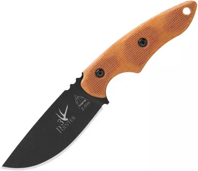 TOPS Knives 3 Pointer Fixed Blade Knife 3.13" 1095 Carbon Black Blade Tan Micarta - 3PR-02