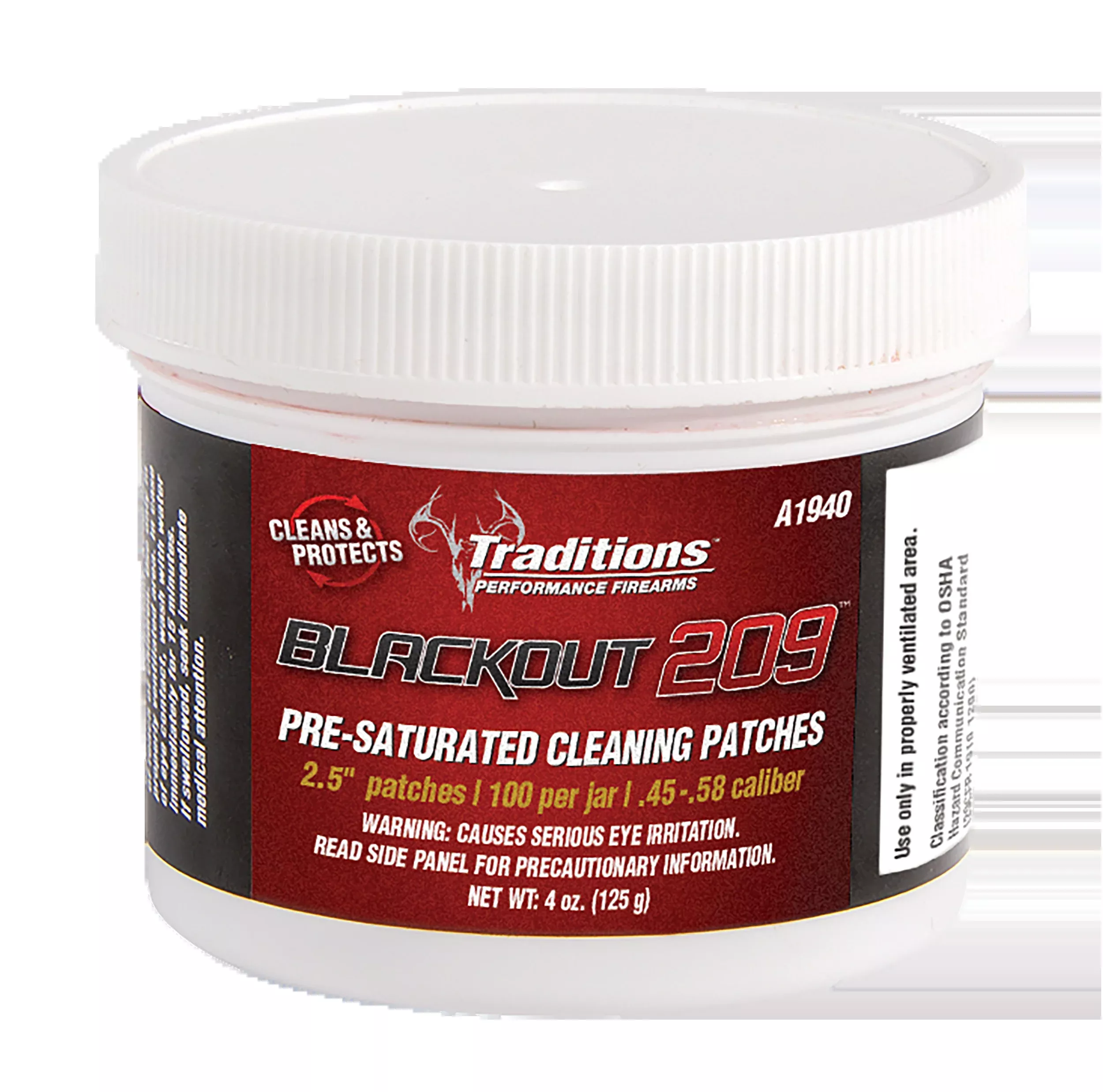 Traditions A1940 Blackout 2.5" Cotton Cleaning Patches 45/54 Cal Muzzleloader 100 Per Jar
