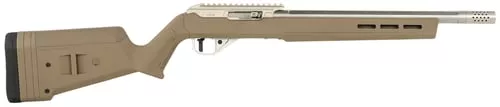 True Precision Inc TP1022FDE3SS TP/2222 LR 16" Match Grade Barrel, Clear Coat Silver AnodizedAluminum Receiver w/Picatinny Rail, M-LOK Forend, Flat Dark Earth Magpul Hunter X-22 Polymer Stock