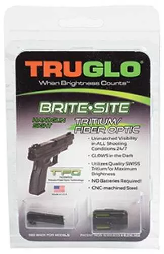 Truglo Brite-Site Tritium/Fiber Optic Sight Fits Glock 42 and 43 Green and Yellow TG131GT1B