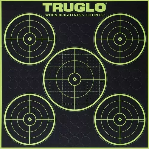 Truglo TG-11A6 Tru-SeeSelf-Adhesive Paper 5-Bullseye Black/Green 6 Per Pkg