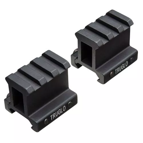 TruGlo TG-8992B Riser Mount Picatinny Black Hardcoat Anodized AR-Platform 1" Mount Height Picatinny Rail