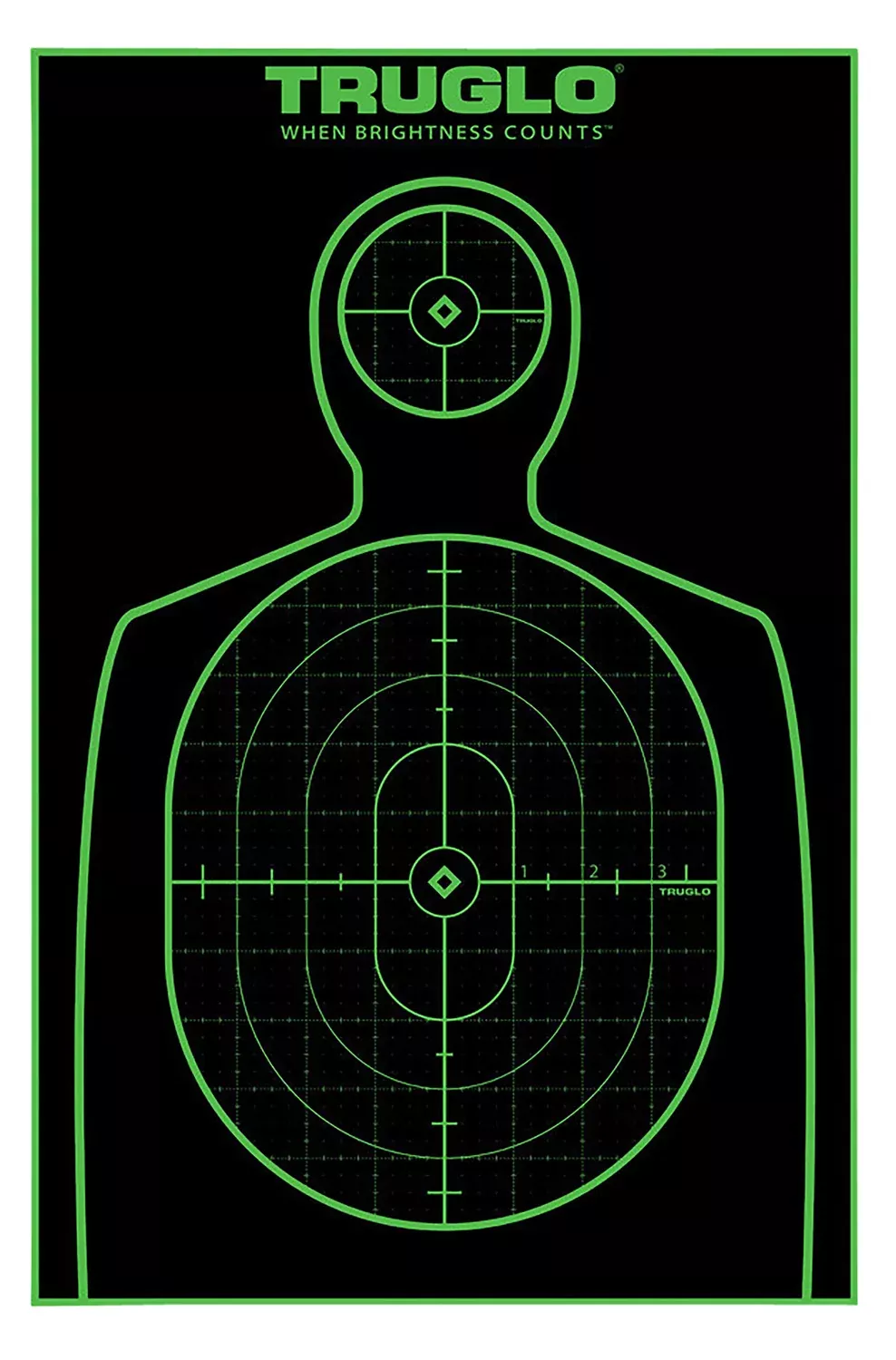 TruGlo TG13A25 Tru-See Handgun Target Self-Adhesive Heavy Paper Black/Green 12"x18" Silhouette 25 Pack