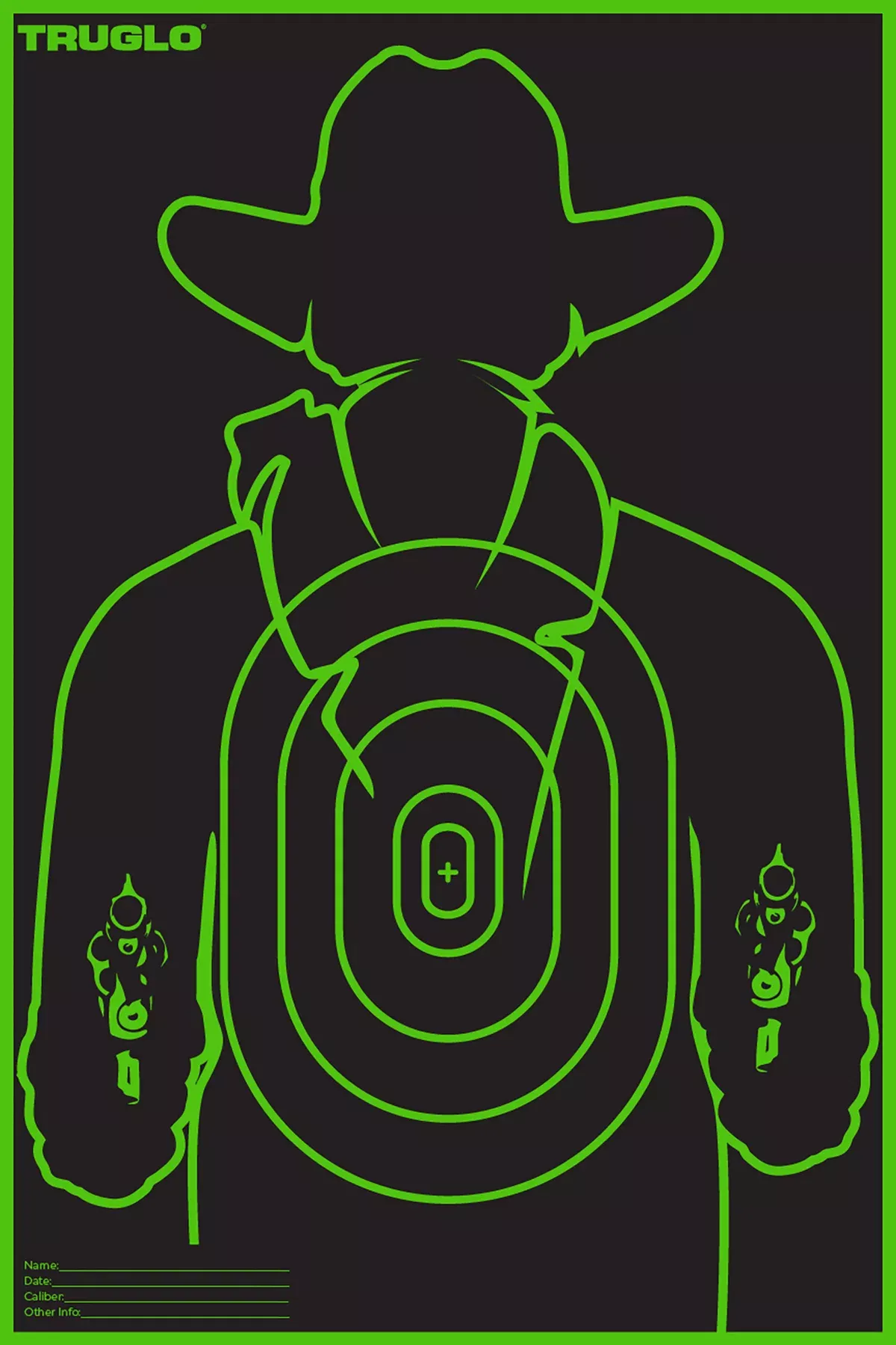 TruGlo TG16A6 Tru-See Gunslinger Target Self-Adhesive Heavy Paper Black/Green 12"x18" Cowboy 6 Pack