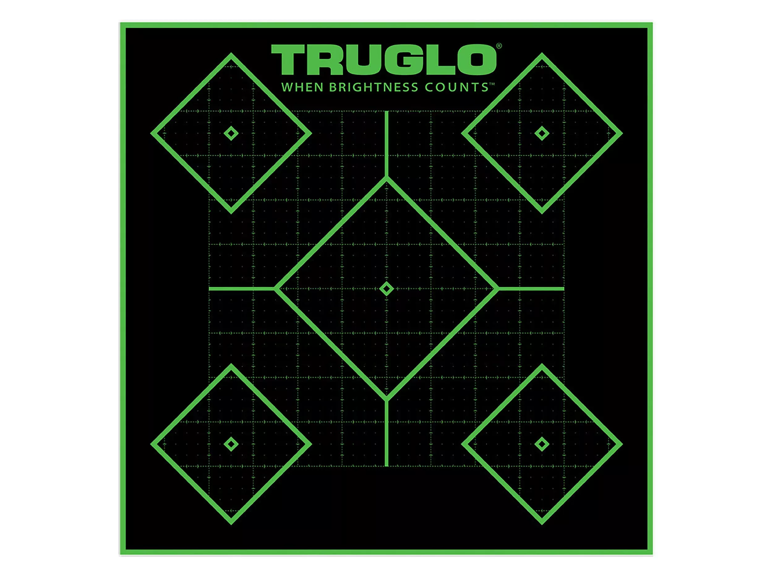 TruGlo Tru-See 5-Diamond 12"x12" Self-Adhesive Paper Target 25 Pack - Black/Green