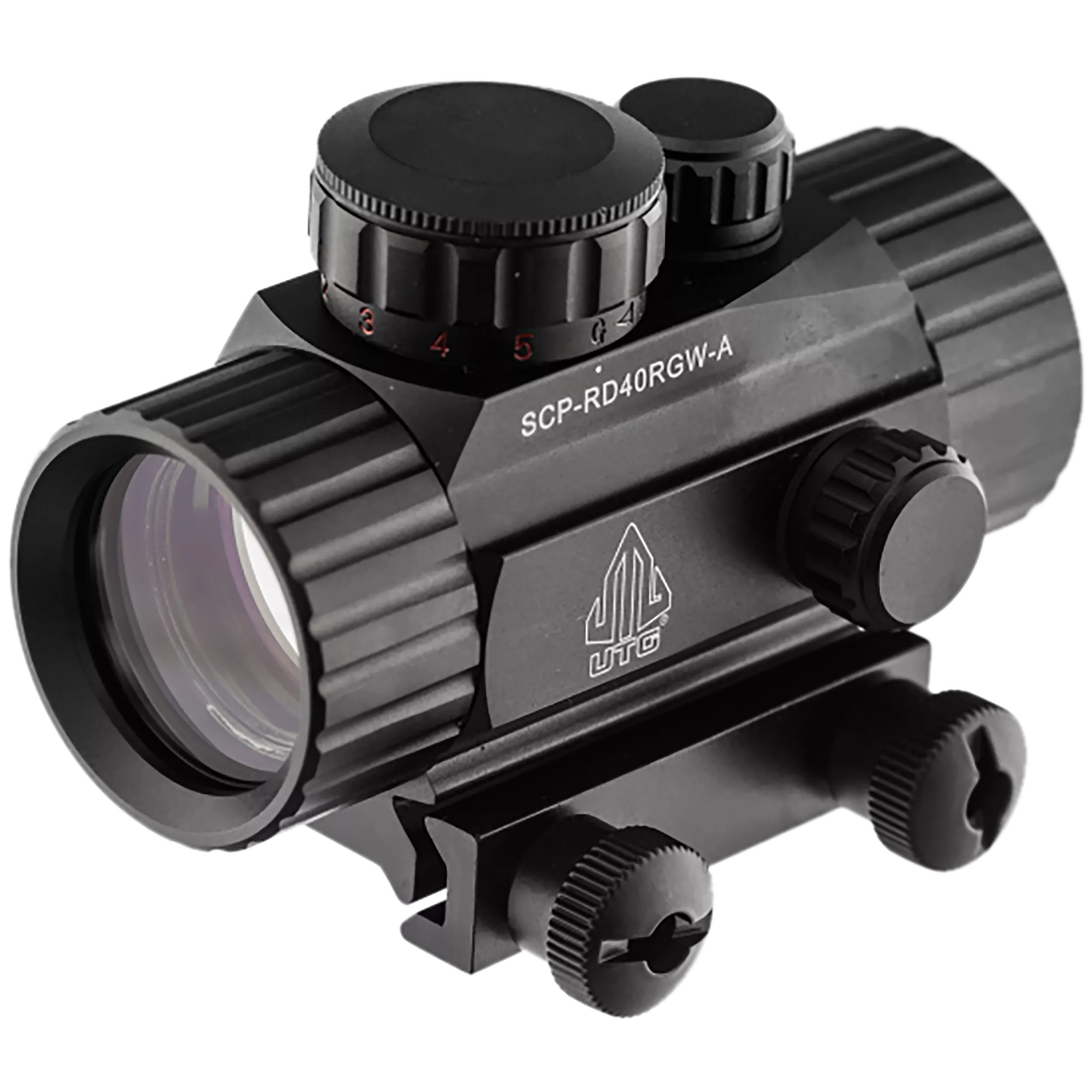 UTG SCPRD40RGWA ITABlack Anodized 1x 38mm Tube 4 MOA Red/Green CBQ Dot Reticle