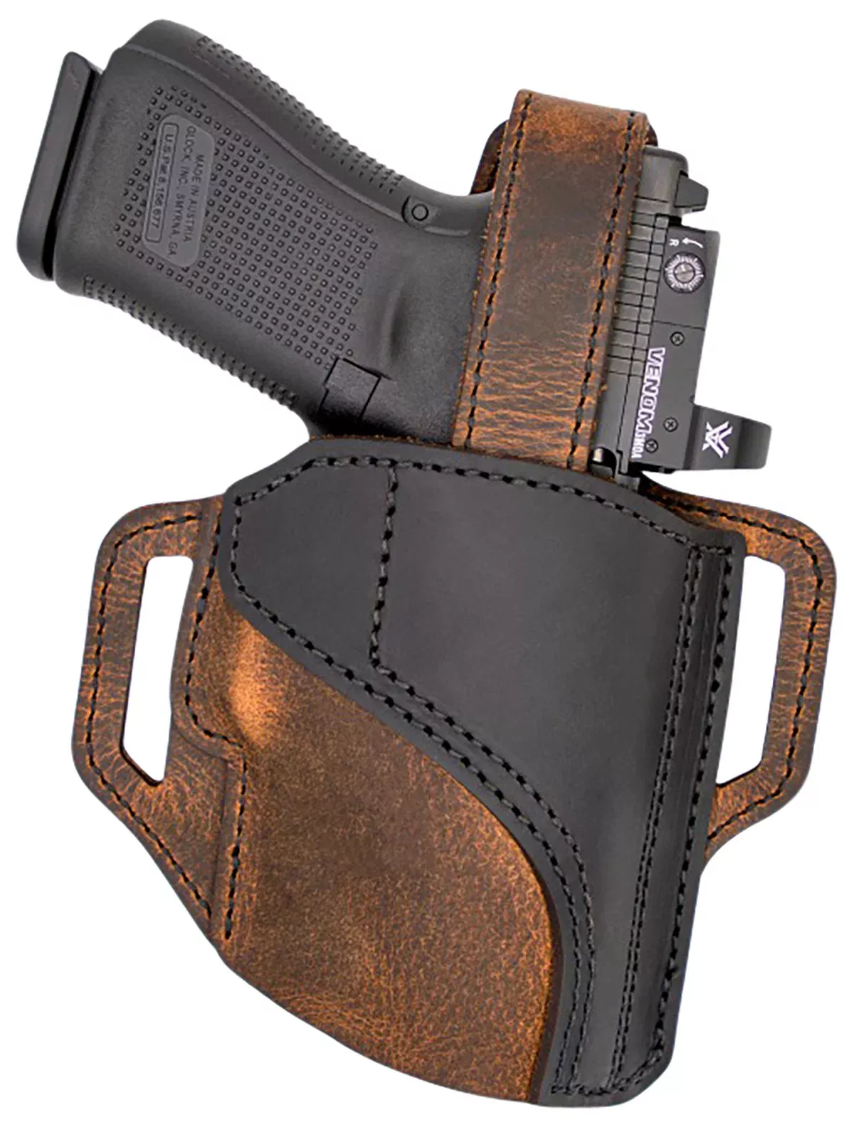 Versacarry TR32141 TrooperOWB Size 04 Black/Gray Leather Belt Slide Right Hand