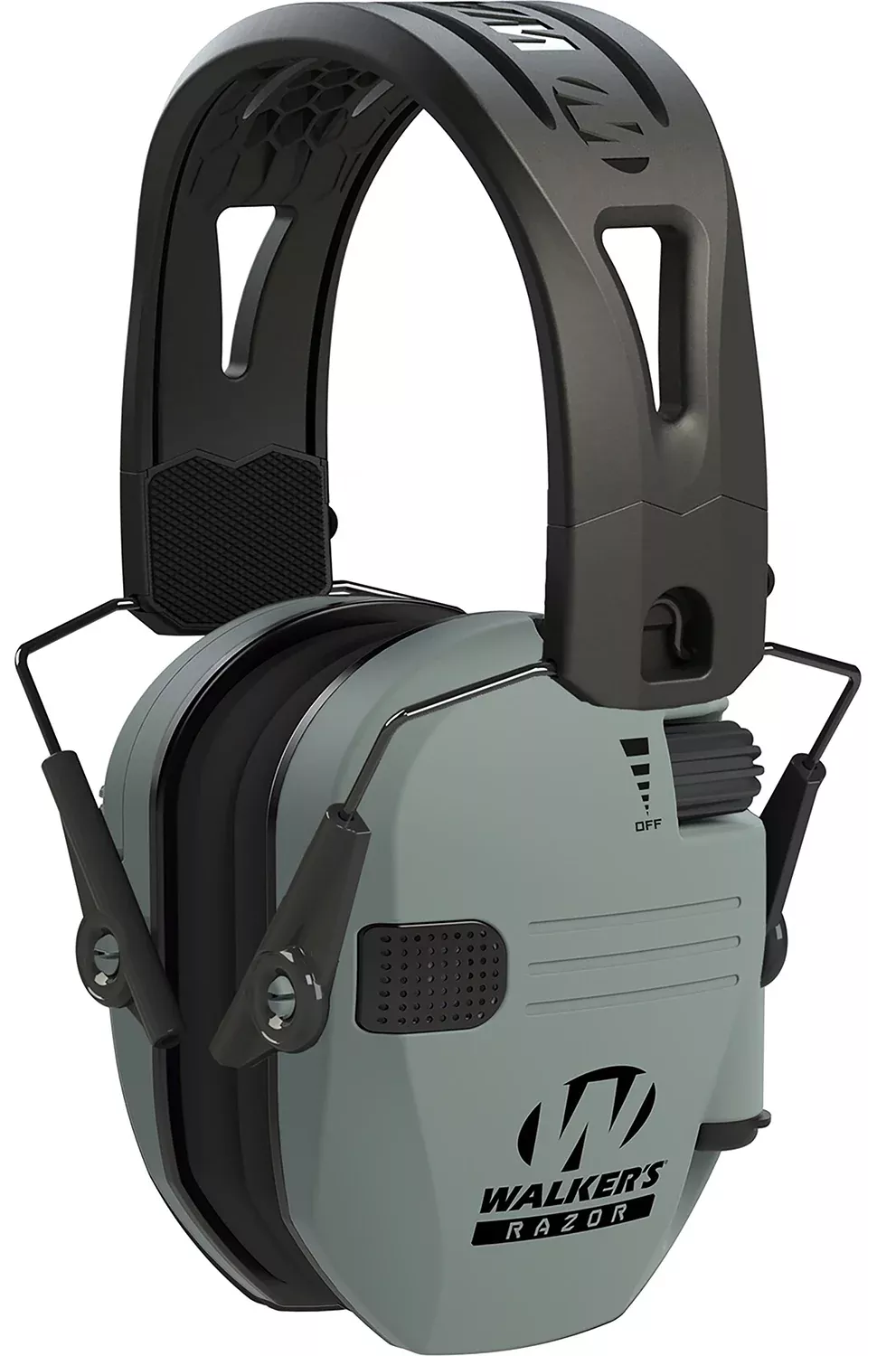 Walker's GWPRSEMRHBGY Razor Tacti-Grip 23 dB Over the Head Battleship Gray/Black Polymer