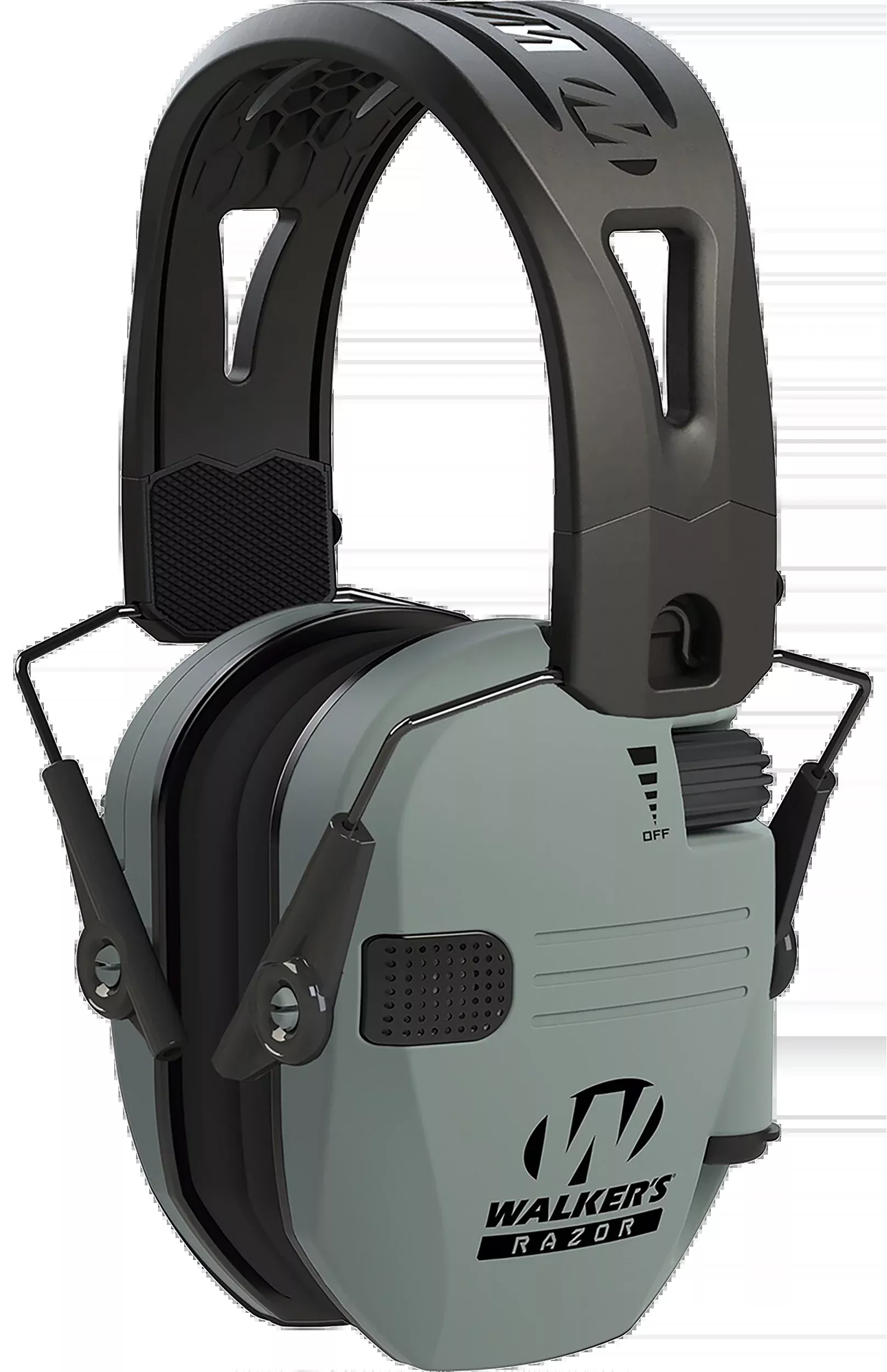 Walkers Game Ear Razor Tacti-Grip 23 dB Over the Head Electronic Earmuff - Battleship Gray/Black Polymer