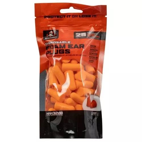 Walkers GWPFP25BAG Foam Ear Plugs32 dB Orange 25 Pair