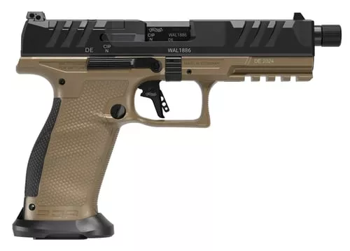 Walther Arms 2871955 PDP Pro SD Full Size 9mm Luger 10+1 5.10" Black Threaded Barrel, Black Optic Ready/Serrated Slide, Flat Dark Earth Polymer Frame w/Picatinny Rail, Textured Polymer Grip
