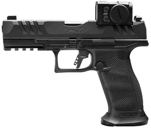 Walther Arms 2881225PRO PDP w/Optic Full Size Frame 9mm Luger 18+1 4.50" Polygonal Rifling Barrel Black Optic Ready/Serrated Steel Slide Black Polymer Frame w/Picatinny Rail, Aimpoint Acro Red Dot