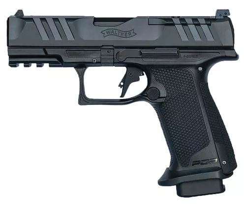 Walther Arms 4797055 PDP F-Series Pro E 9mm Luger 18+1 4" Black Steel Barrel, Black Optic Ready/Serrated Steel Slide, Black Polymer Frame w/Picatinny Rail, Interchangeable Backstrap Grip
