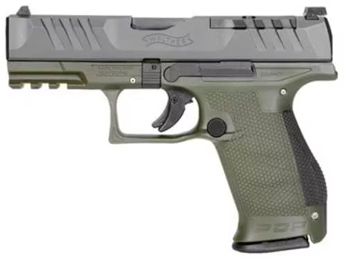 Walther Arms PDP Compact Pistol 9mm Luger 4" Barrel 10Rd Black Slide Green Finish