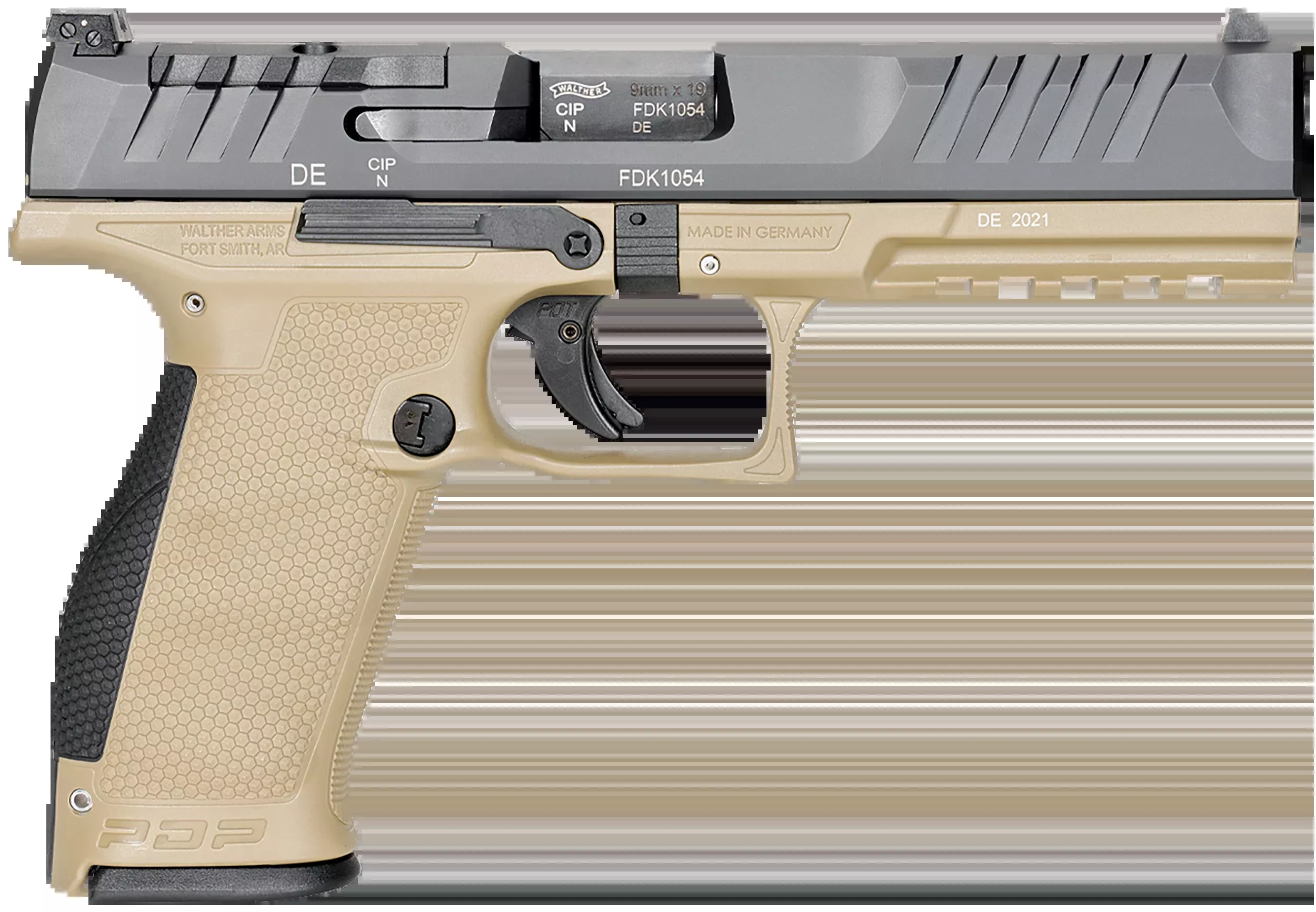 Walther Arms PDP Optic Ready 9mm Luger 5" 18+1 Semi-Auto Pistol - Tan Frame / Black Slide