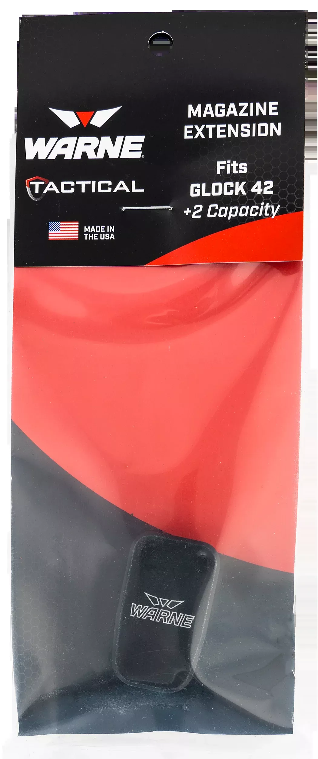 Warne MEG422BLK Magazine Extension for Glock 42 .380 ACP +2 Rd - Black