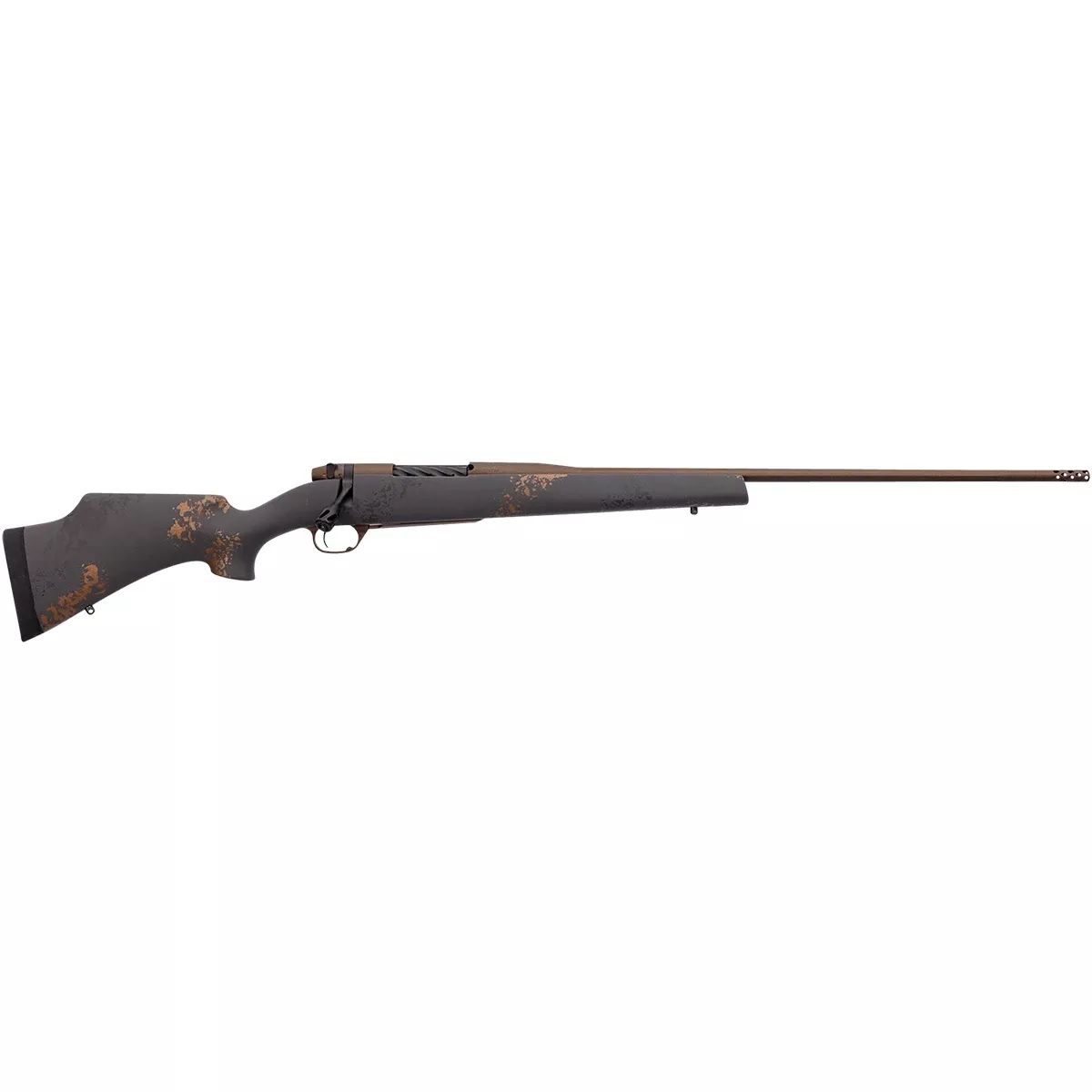 Weatherby MCU03N280AR6B Mark V Camilla Ultra Lightweight Compact 280 Ackley Improved 4+1 24" Barrel, Midnight Bronze Cerakote Metal Finish, Black with Smoke/Gold Sponge Accents Monte Carlo Stock