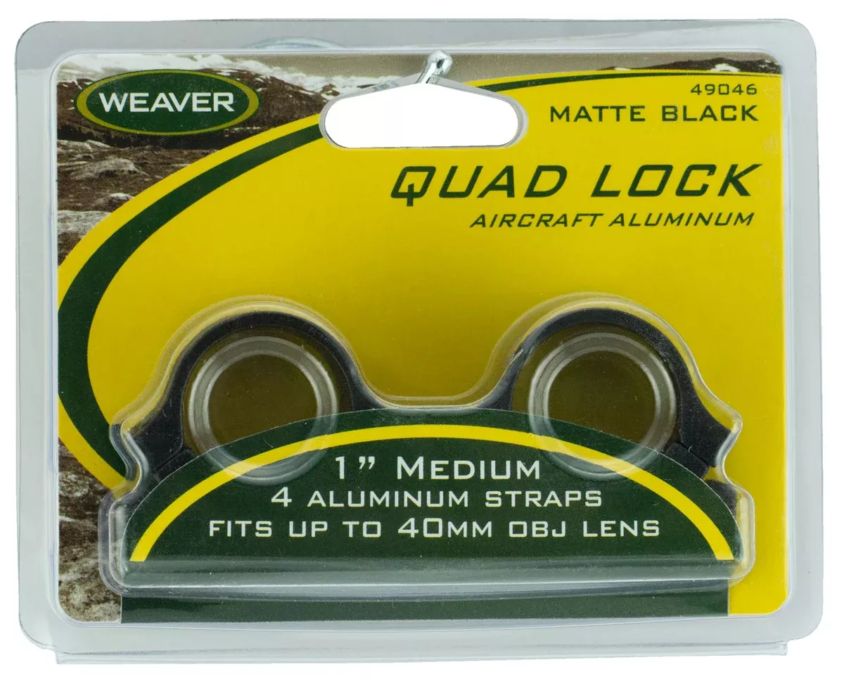 Weaver Mounts 49046 Quad Lock Detachable RingsMatte Black 1" Medium